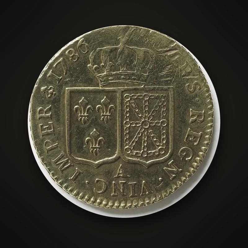 Louis d'or de 1786, revers aux écus accolés de France et de Navarre